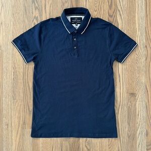 NWOT Nickel & Iron Polo Shirt sz Medium Men's 100% Cotton Navy Blue Collar Soft